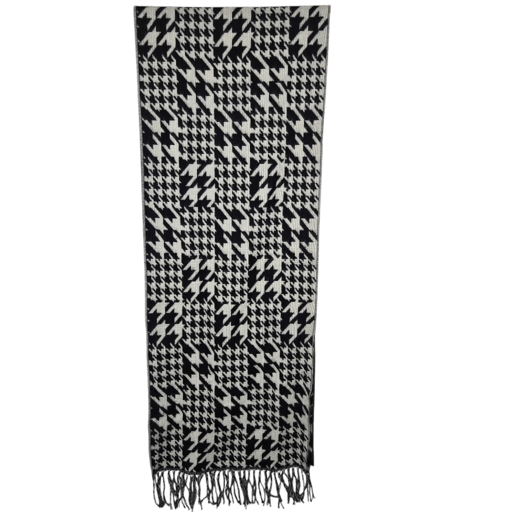 Softer Than Cashmere Womens Black White Houndstooth Print Scarf